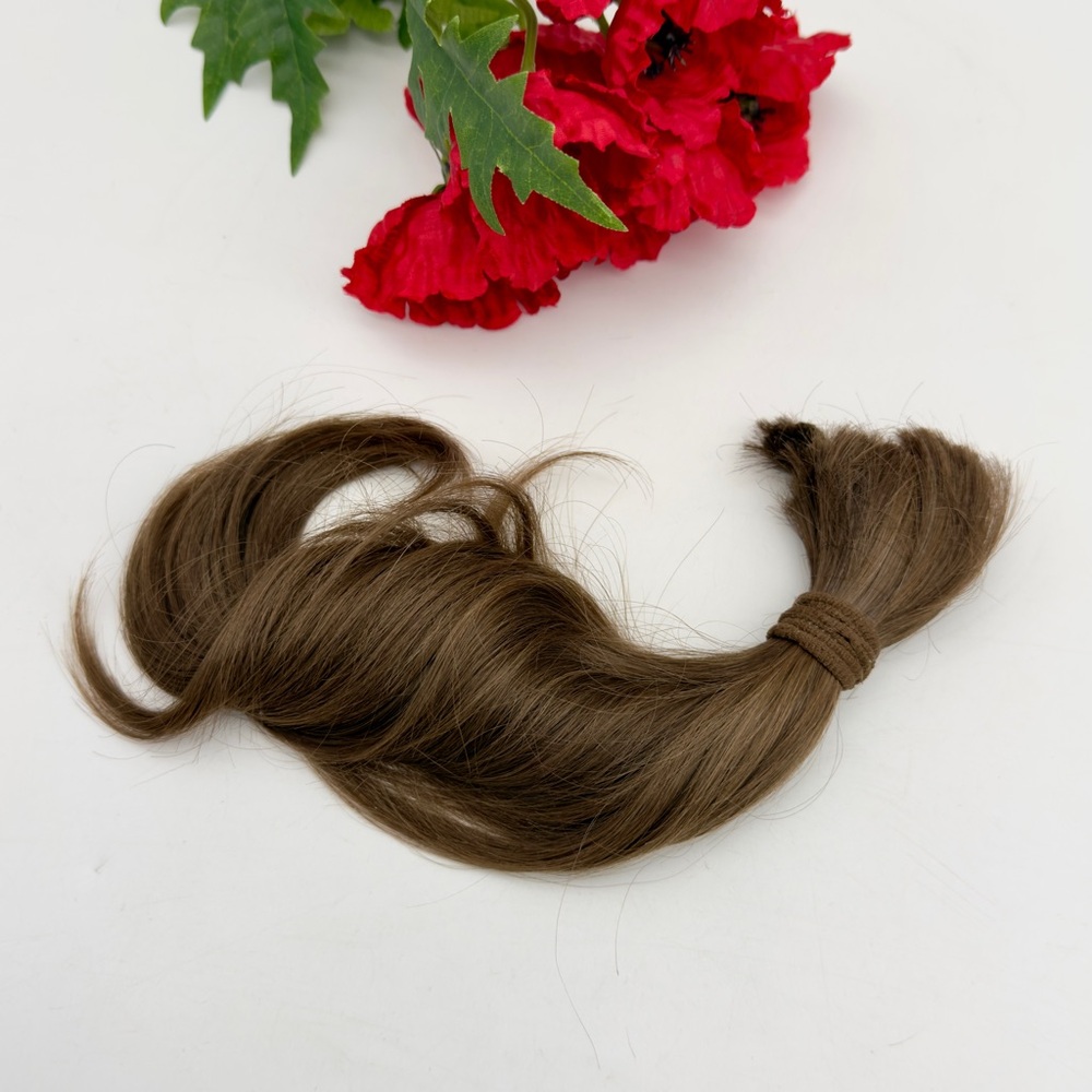 Human Haircut Ponytail 10” Twist Trained Layered Fine Golden Brown Reborn Doll